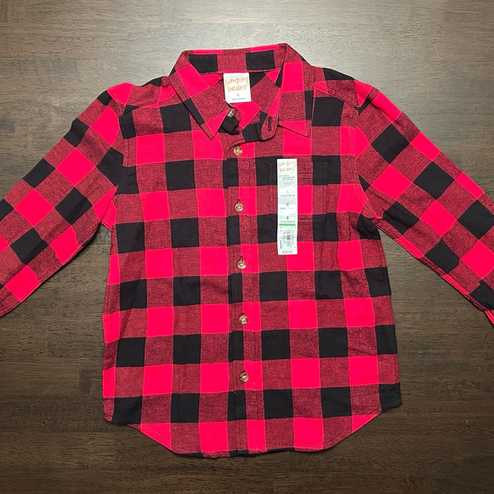 Jumping Beans Red and Black Checkered Button Down Shirt